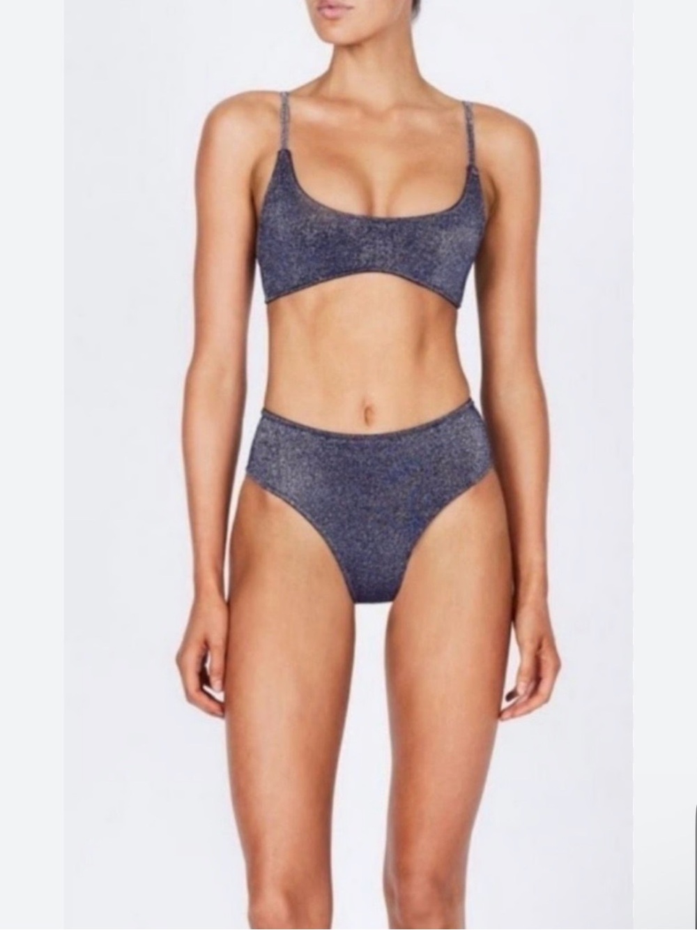 Aerie Silver Shimmering Navy Bikini Set